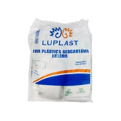 LUVA PLASTICA DESCARTAVEL ESTERIL C/100 LUPLAST